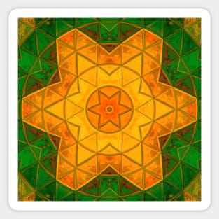 Mosaic Mandala Flower Green and Yellow Sticker